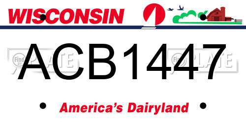 ACB1447 Wisconsin License Plate