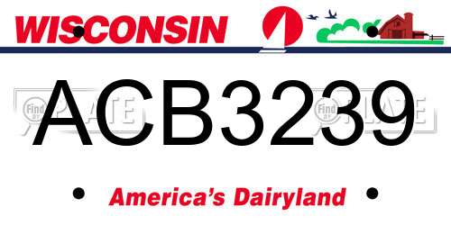 ACB3239 Wisconsin License Plate