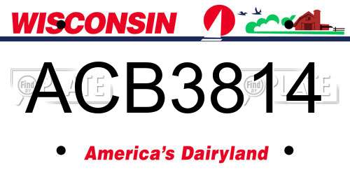 ACB3814 Wisconsin License Plate