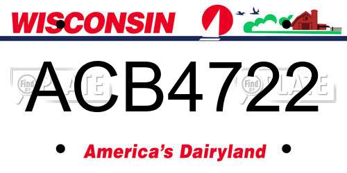 ACB4722 Wisconsin License Plate
