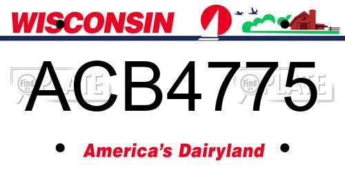 ACB4775 Wisconsin License Plate