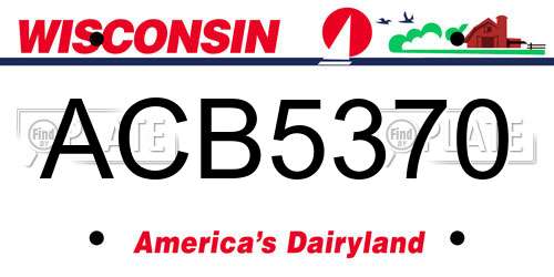ACB5370 Wisconsin License Plate