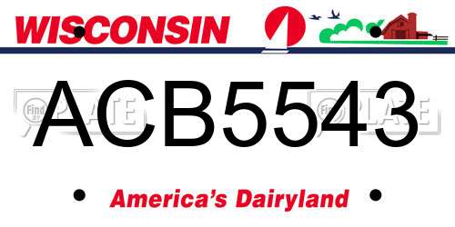 ACB5543 Wisconsin License Plate
