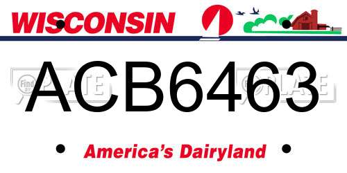 ACB6463 Wisconsin License Plate