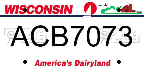 ACB7073 Wisconsin License Plate