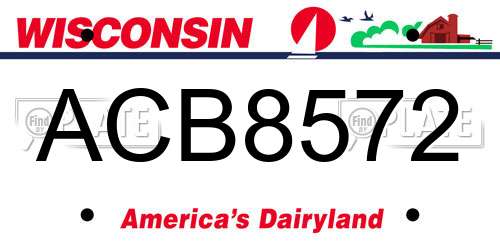ACB8572 Wisconsin License Plate