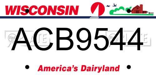 ACB9544 Wisconsin License Plate