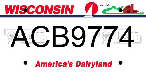 ACB9774 Wisconsin License Plate