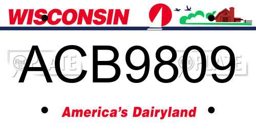 ACB9809 Wisconsin License Plate