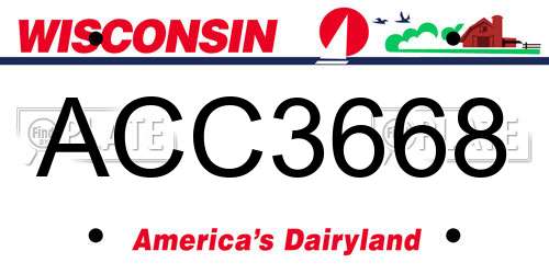 ACC3668 Wisconsin License Plate