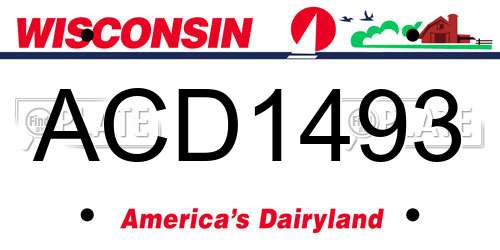 ACD1493 Wisconsin License Plate