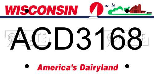 ACD3168 Wisconsin License Plate