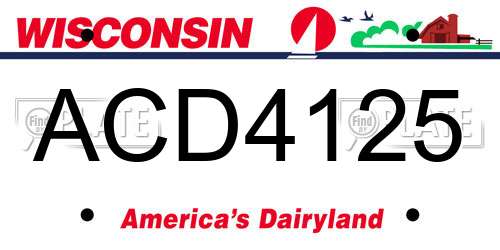 ACD4125 Wisconsin License Plate