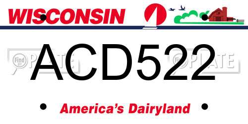 ACD522 Wisconsin License Plate
