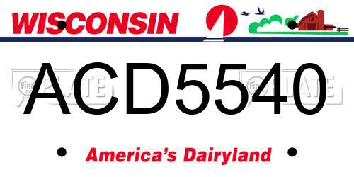 ACD5540 Wisconsin License Plate