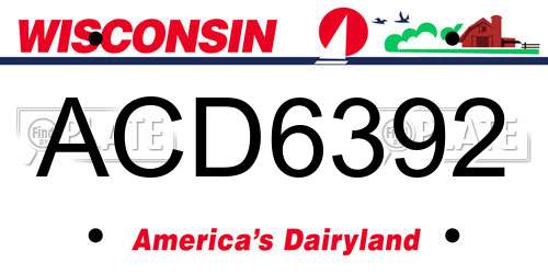 ACD6392 Wisconsin License Plate