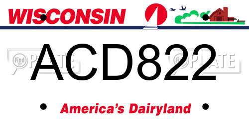 ACD822 Wisconsin License Plate