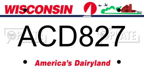 ACD827 Wisconsin License Plate