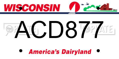 ACD877 Wisconsin License Plate