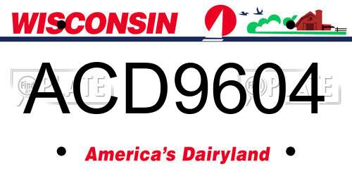 ACD9604 Wisconsin License Plate