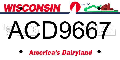 ACD9667 Wisconsin License Plate