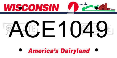 ACE1049 Wisconsin License Plate