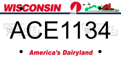 ACE1134 Wisconsin License Plate