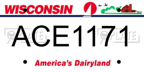 ACE1171 Wisconsin License Plate