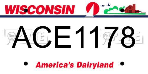 ACE1178 Wisconsin License Plate