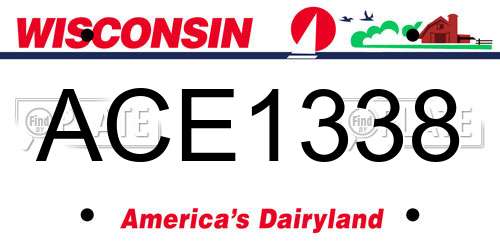 ACE1338 Wisconsin License Plate