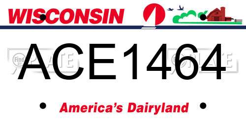 ACE1464 Wisconsin License Plate