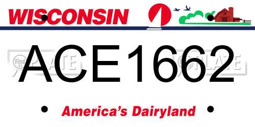 ACE1662 Wisconsin License Plate