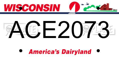 ACE2073 Wisconsin License Plate