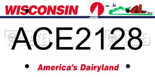 ACE2128 Wisconsin License Plate