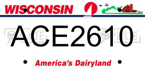 ACE2610 Wisconsin License Plate