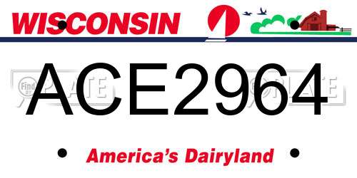 ACE2964 Wisconsin License Plate