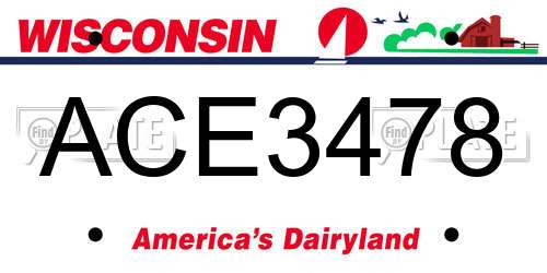 ACE3478 Wisconsin License Plate