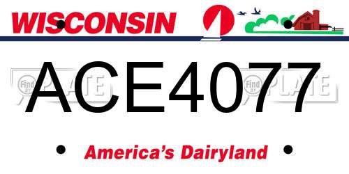 ACE4077 Wisconsin License Plate
