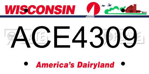 ACE4309 Wisconsin License Plate
