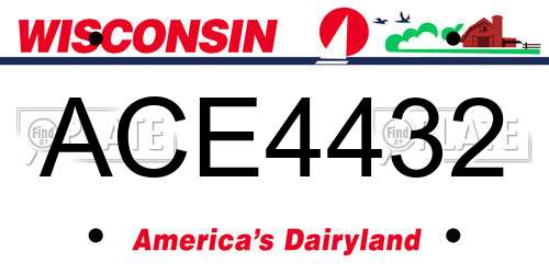 ACE4432 Wisconsin License Plate