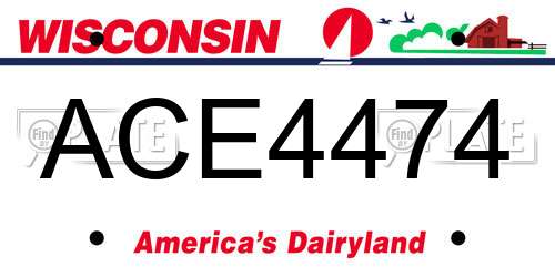 ACE4474 Wisconsin License Plate