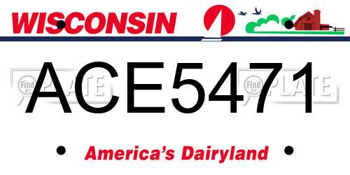 ACE5471 Wisconsin License Plate