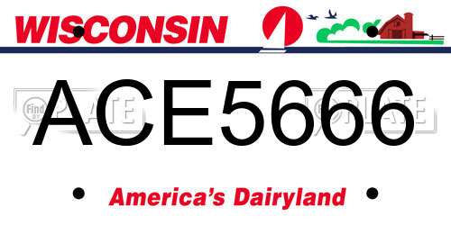 ACE5666 Wisconsin License Plate