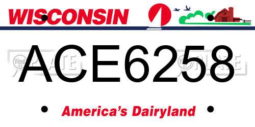 ACE6258 Wisconsin License Plate