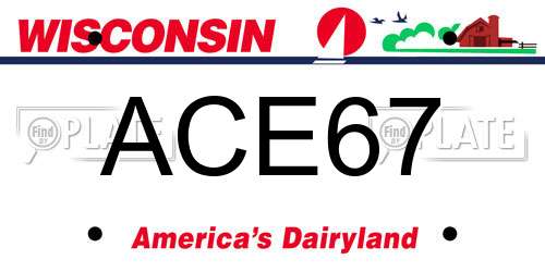 ACE67 Wisconsin License Plate