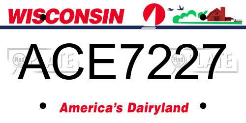 ACE7227 Wisconsin License Plate