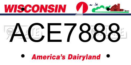 ACE7888 Wisconsin License Plate