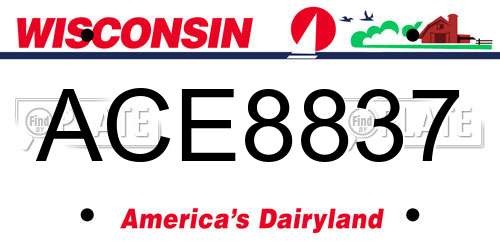 ACE8837 Wisconsin License Plate
