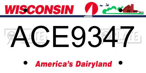 ACE9347 Wisconsin License Plate