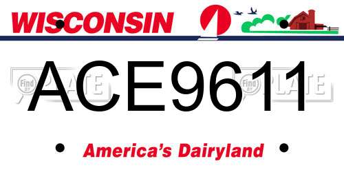ACE9611 Wisconsin License Plate